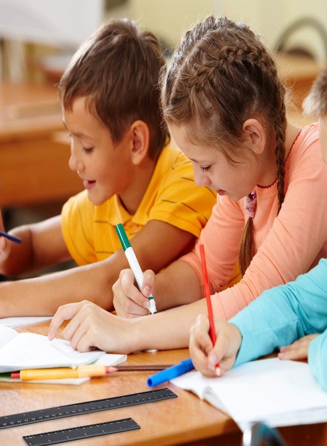 إي بوت مسطرة بلاستيكية مستقيمة من إي بوت، أداة قياس بلاستيكية، 12 بوصة و6 بوصات، قطعتان (أسود) - Image 3